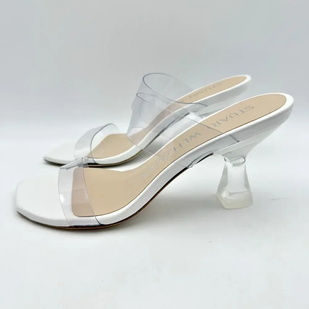 Stuart Weitzman Womens Kristal Clear Sandals US 5 EU 35.5 White Clear EUC